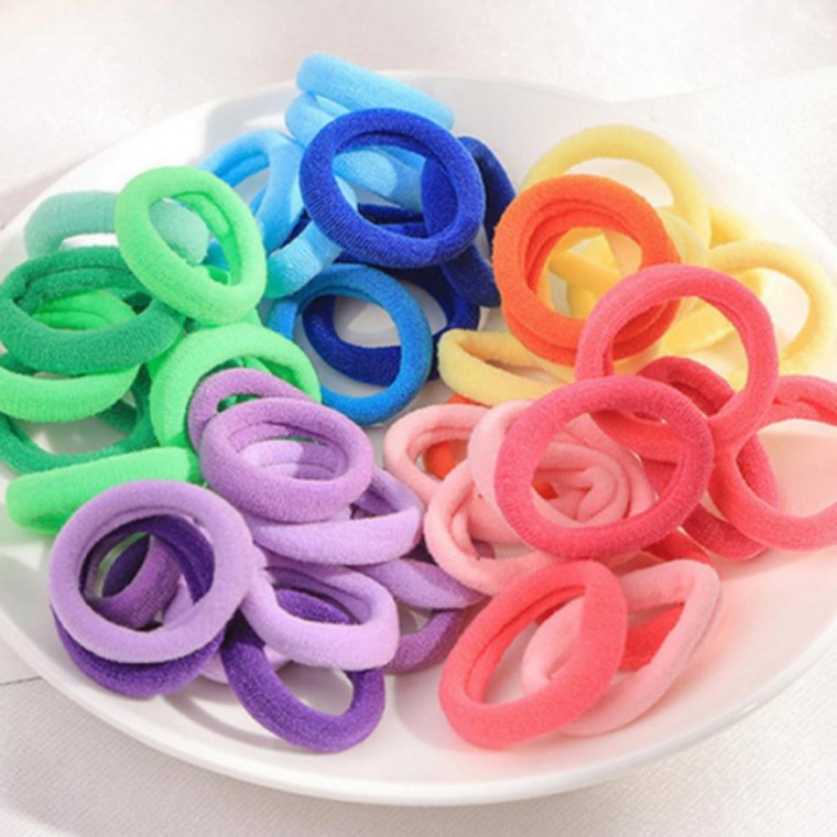 짱짱한 헤어 컬러 머리끈 패션헤어끈 무매듭 무지 헤어소품 50P