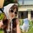 여성 여름 외출 패션 아이템 플라워 패턴 시스루 레이스 두건 멀티 스카프
